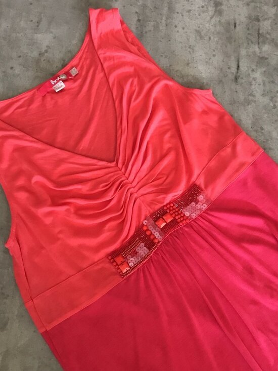 Boden Dresses & Skirts - Boden Maxi Dress Womens 8 Beaded Pink Coral Lyocell Ruched Resort Vacation